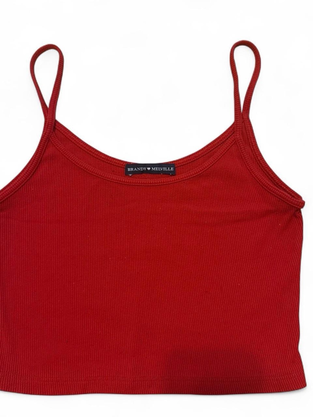 Brandy Melville Red Ribbed Spaghetti-Strap Tank